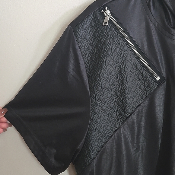 INC International Concepts Faux Leather Hooded Shirt - Picture 4 of 14